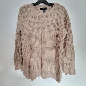 Forever 21 Tan Waffle Chunky Knit Long Sleeve Oversized Pullover Sweater Medium